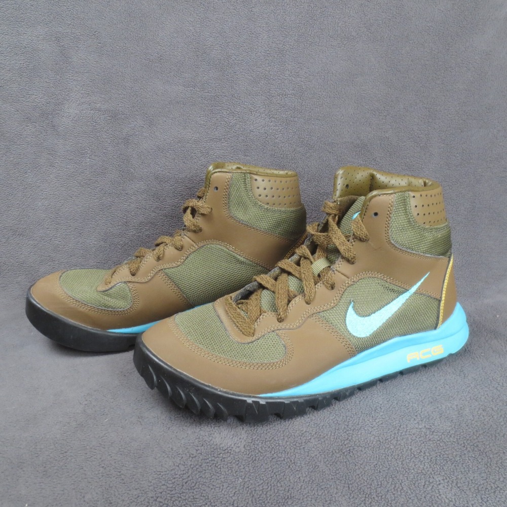 Nike ACG Boots Mens 8‎ Army Green Brown Turquois Takos Hiking Trail 386356-242